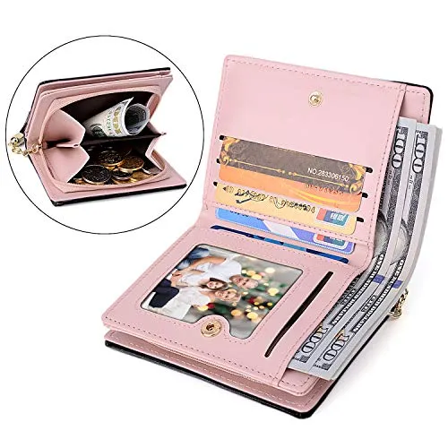 UTO Wallet for Girls PU Leather Card Holder Organizer Women Small Cute Coin Purse Black