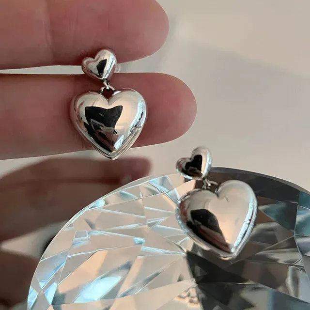 VAIGE Charming Silver Heart Drop Earrings