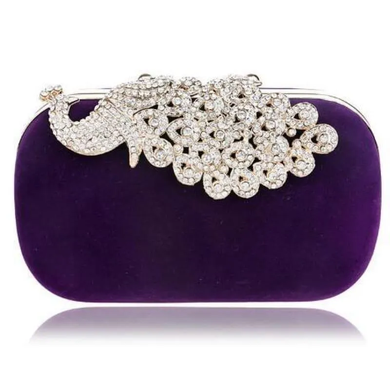 Velvet Chain Shoulder Evening  Small Clutch Bag