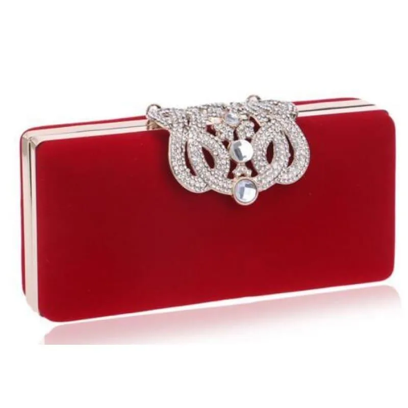 Velvet Chain Shoulder Evening  Small Clutch Bag