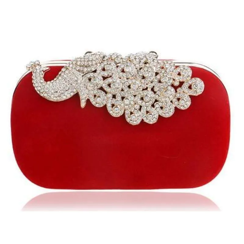 Velvet Chain Shoulder Evening  Small Clutch Bag