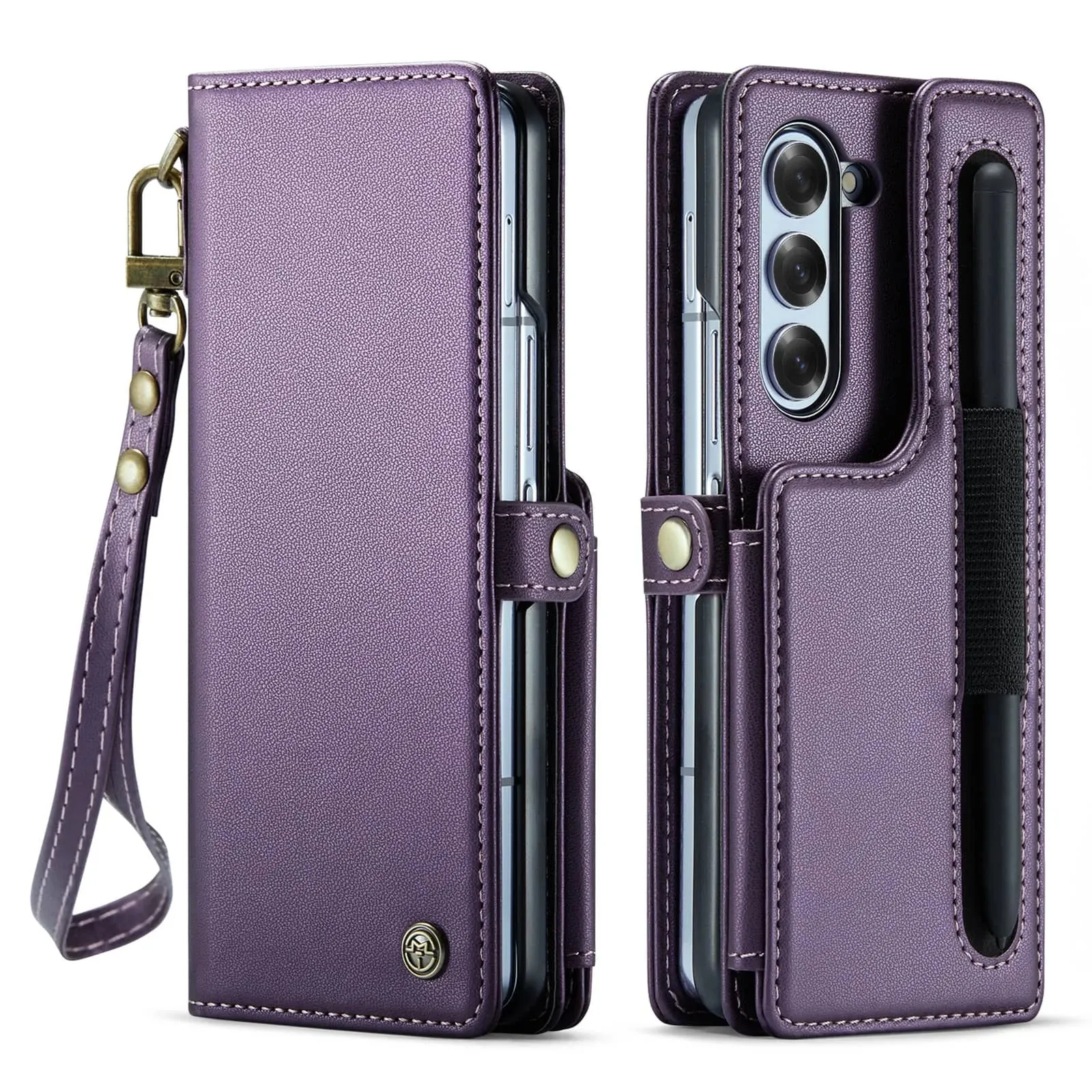 Wallet Phone Case with Pen Holder Slot with Wristlet Strap For Samsung Galaxy Z Fold 6