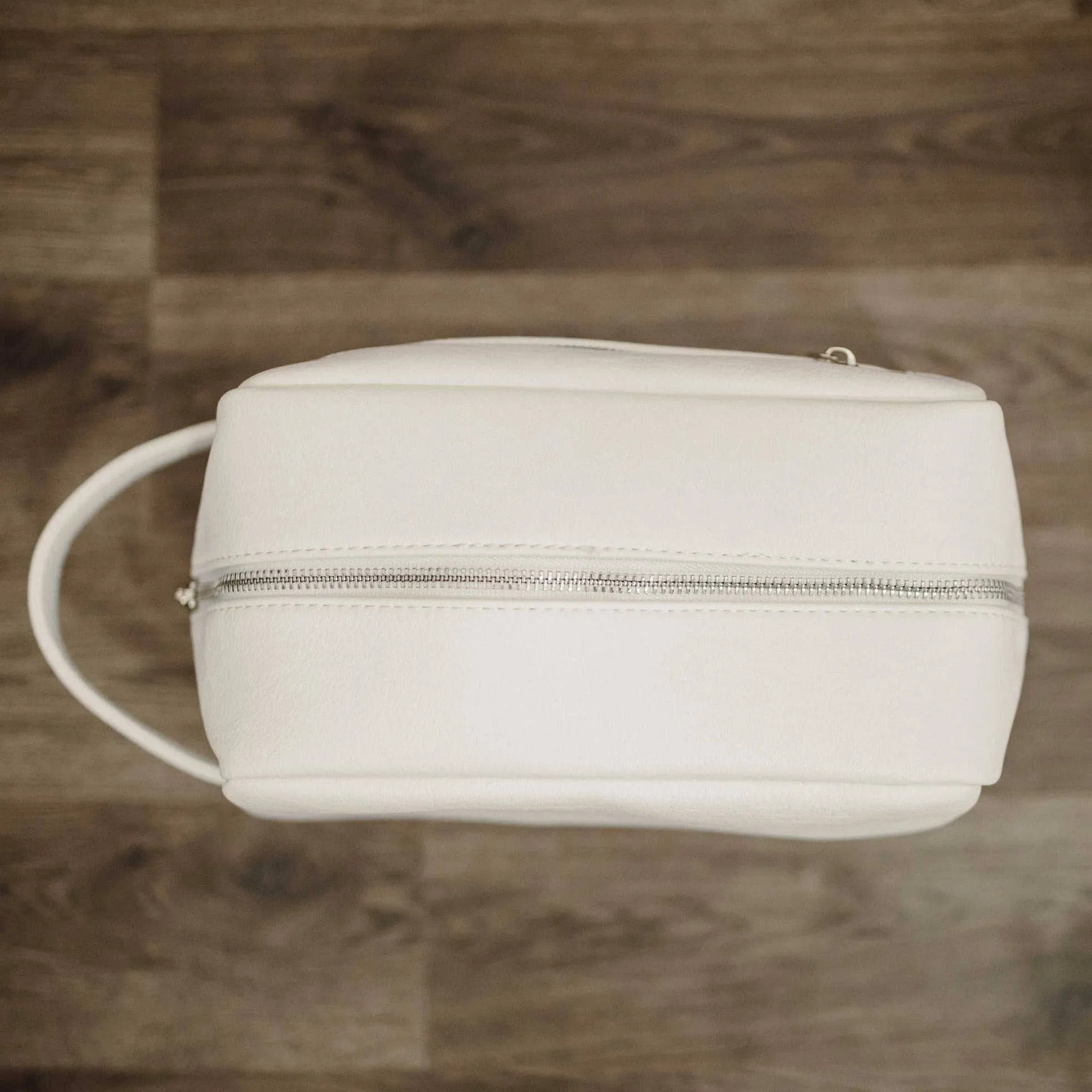 White Leather Toiletry Bag