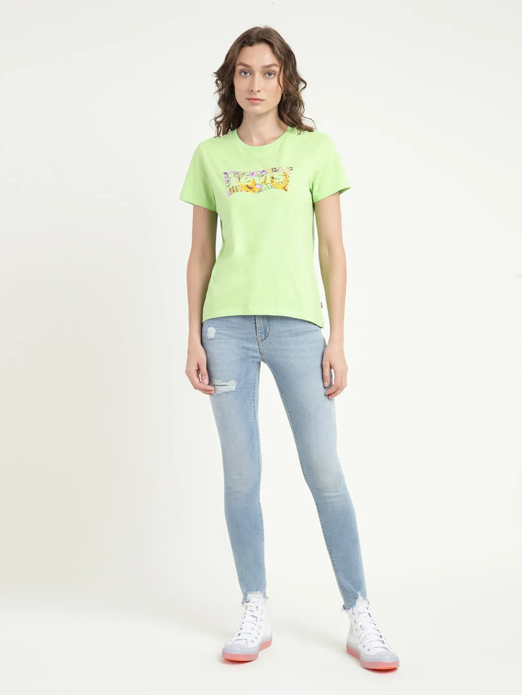 Women's Graphic Print Round Neck T-shirt Green