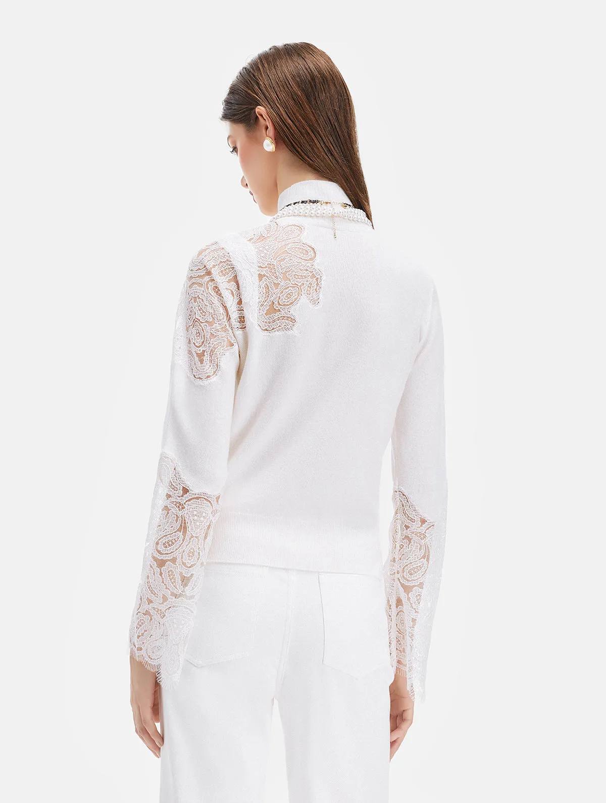 Wool Lace Embroidered Knits Top