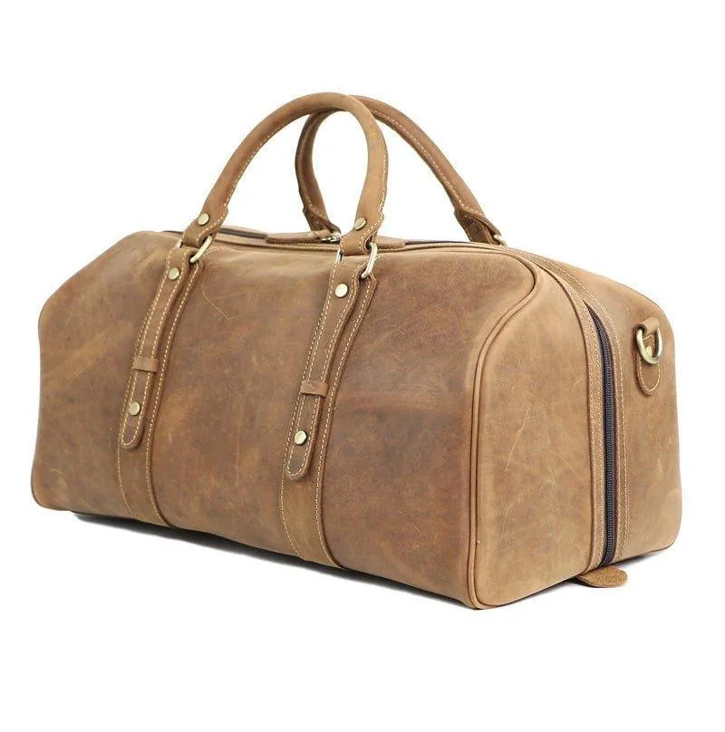 Woosir Leather Weekender Bag for Men Full-Open