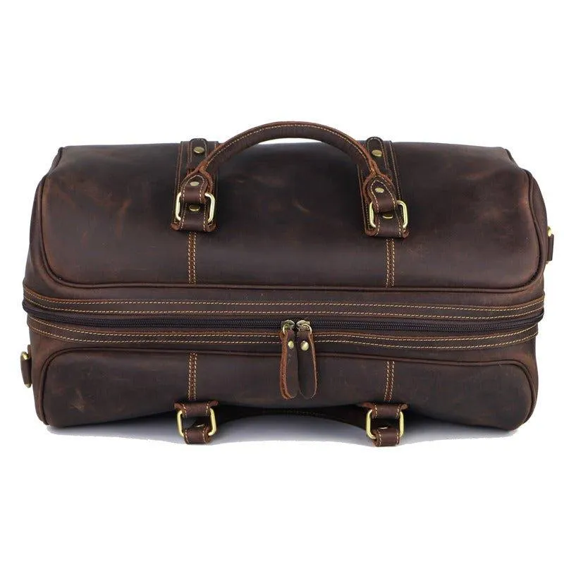 Woosir Leather Weekender Bag for Men Full-Open