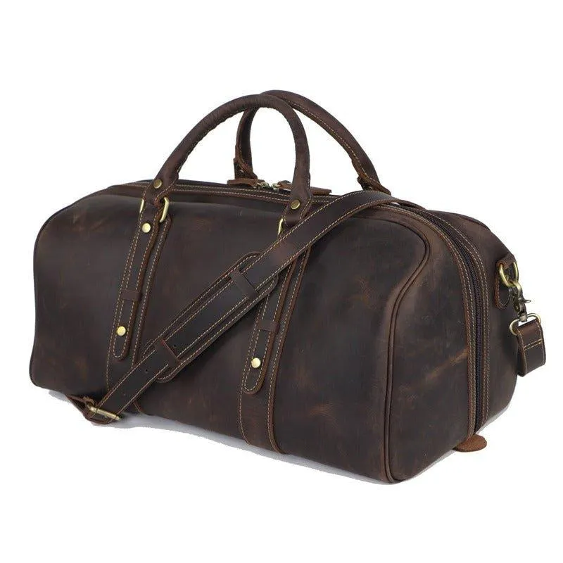 Woosir Leather Weekender Bag for Men Full-Open