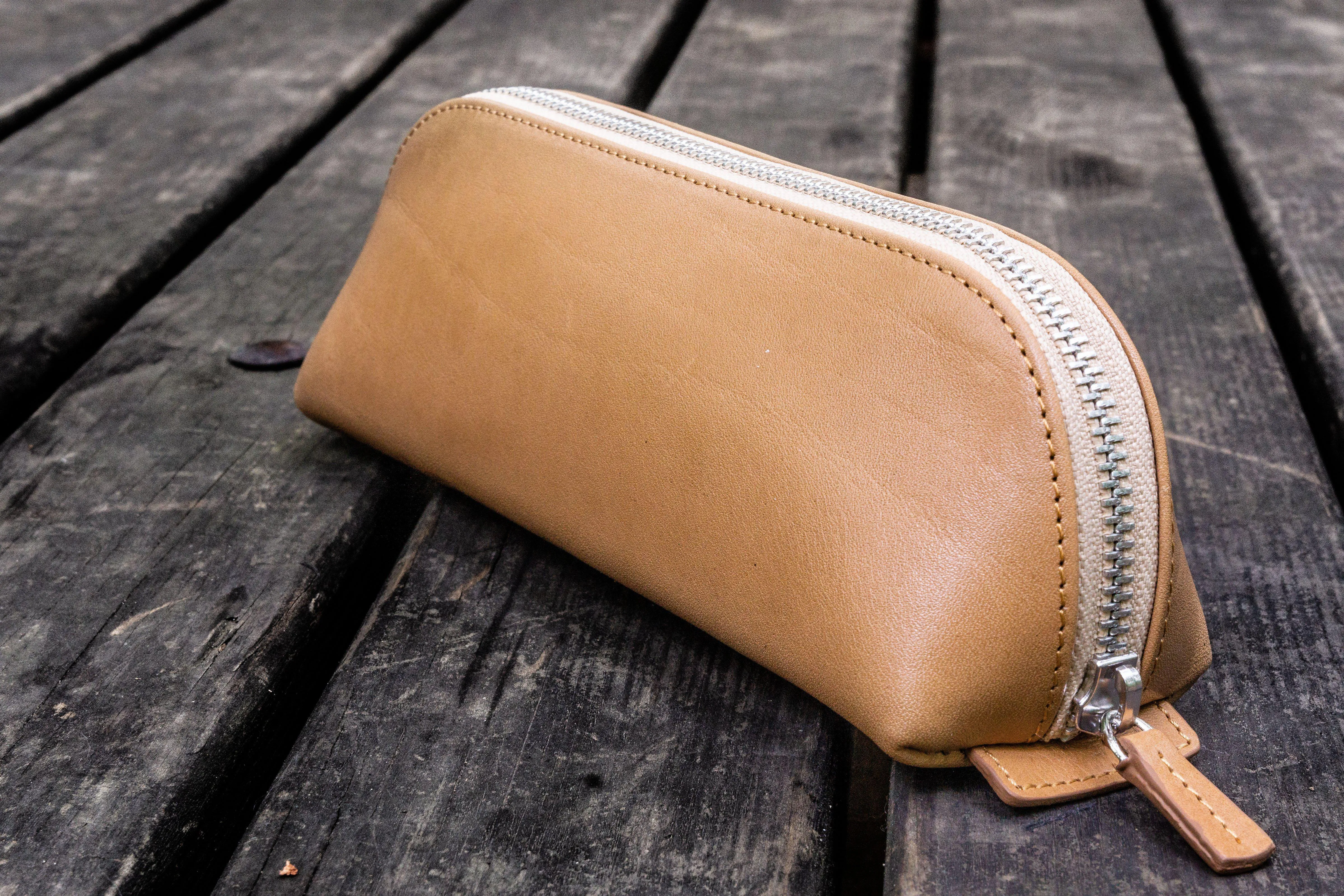 XLarge Zipper Leather Pencil Case - Undyed Leather