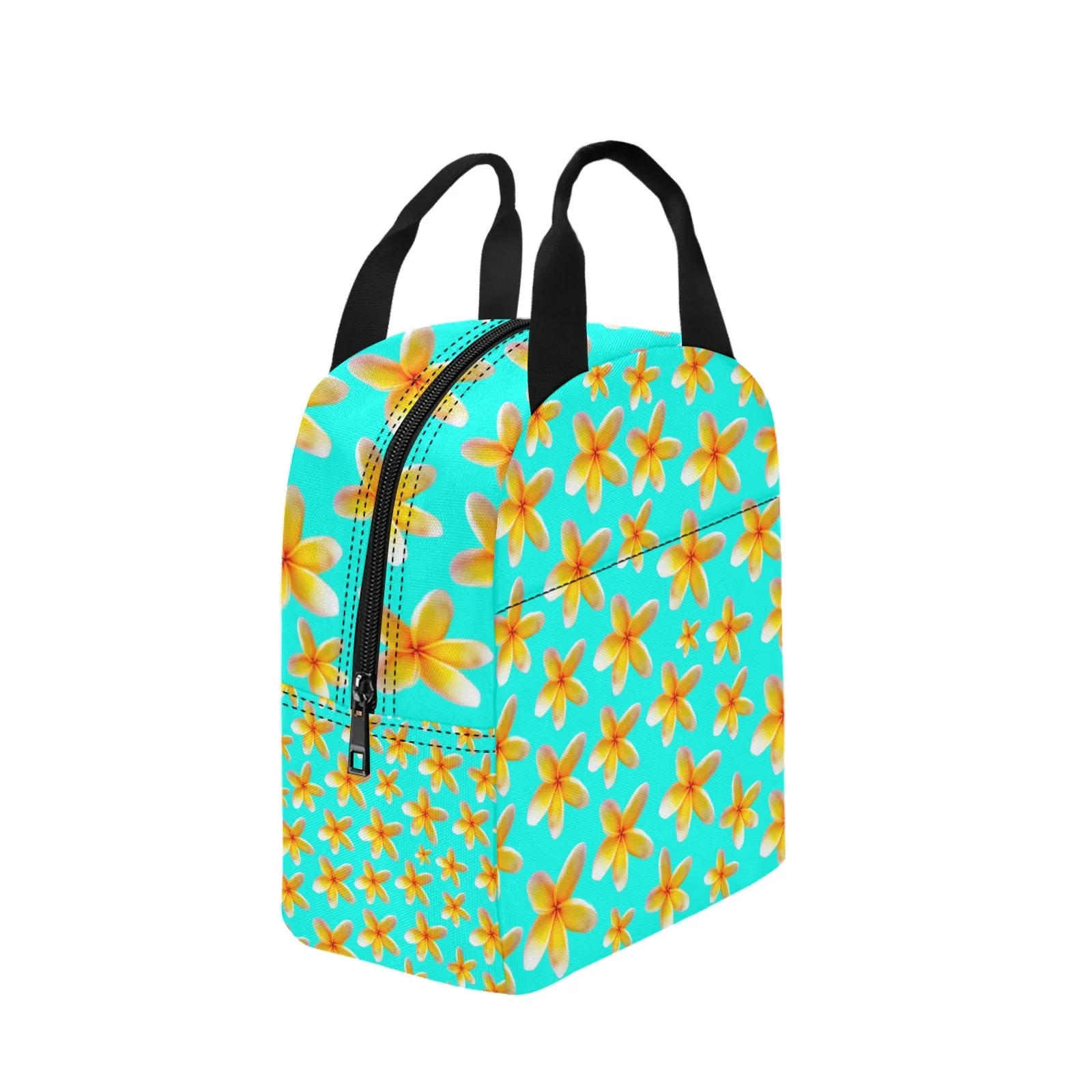 Yellow Frangipanis Aqua Insulated Zipper Lunch Bag