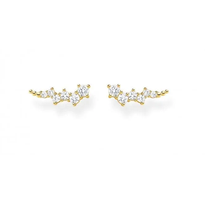 Yellow Gold Stone Cluster Ear Climbers H2157-414-14