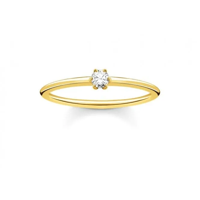 Yellow Gold Zirconia Solitaire Stacking Ring TR2312-414-14