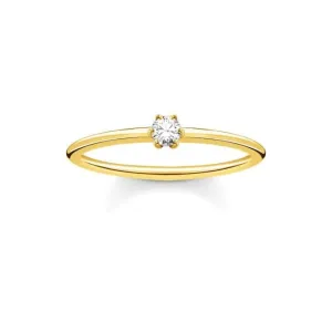 Yellow Gold Zirconia Solitaire Stacking Ring TR2312-414-14