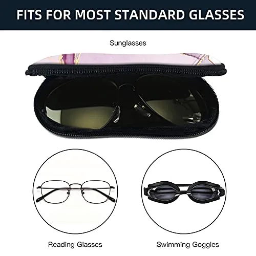 ZAXMEY Sunglasses Soft Case with Carabiner Ultra Light Neoprene Zipper Eyeglass, Pink Gold Marble