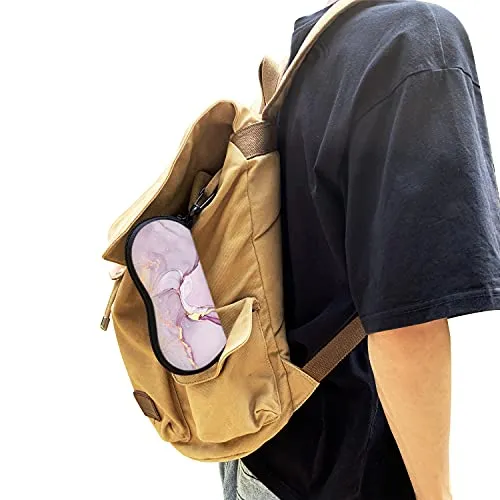 ZAXMEY Sunglasses Soft Case with Carabiner Ultra Light Neoprene Zipper Eyeglass, Pink Gold Marble